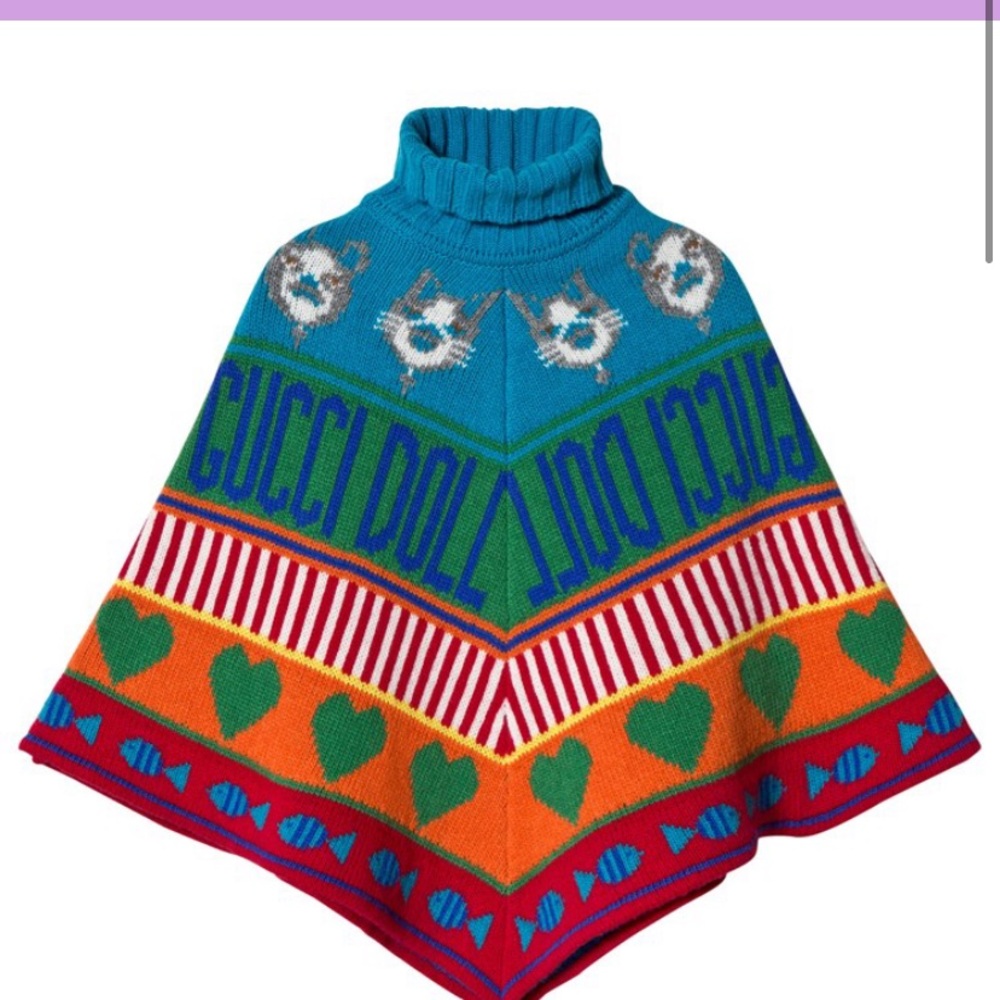 Blue Multi Girls Gucci Doll Poncho